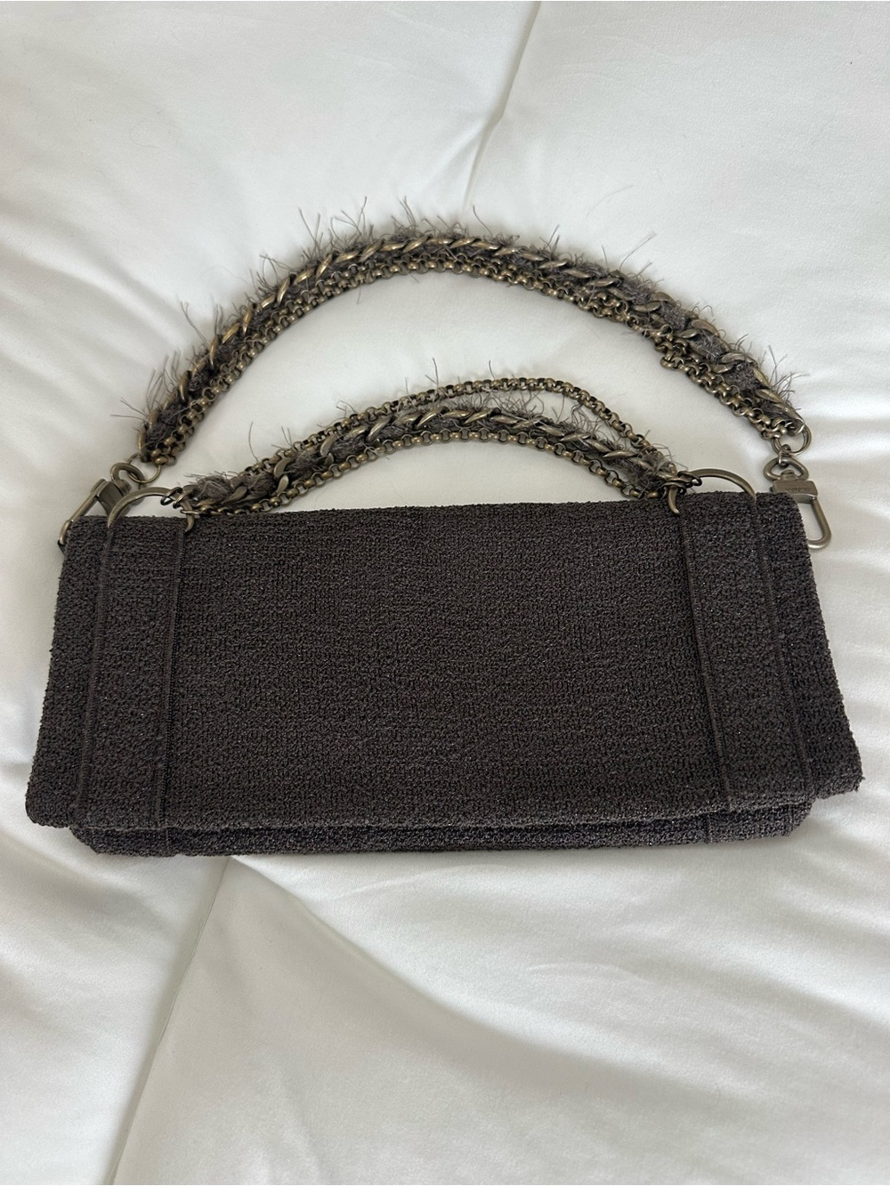 St. John small grey tweed clutch evening bag